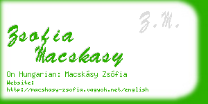 zsofia macskasy business card